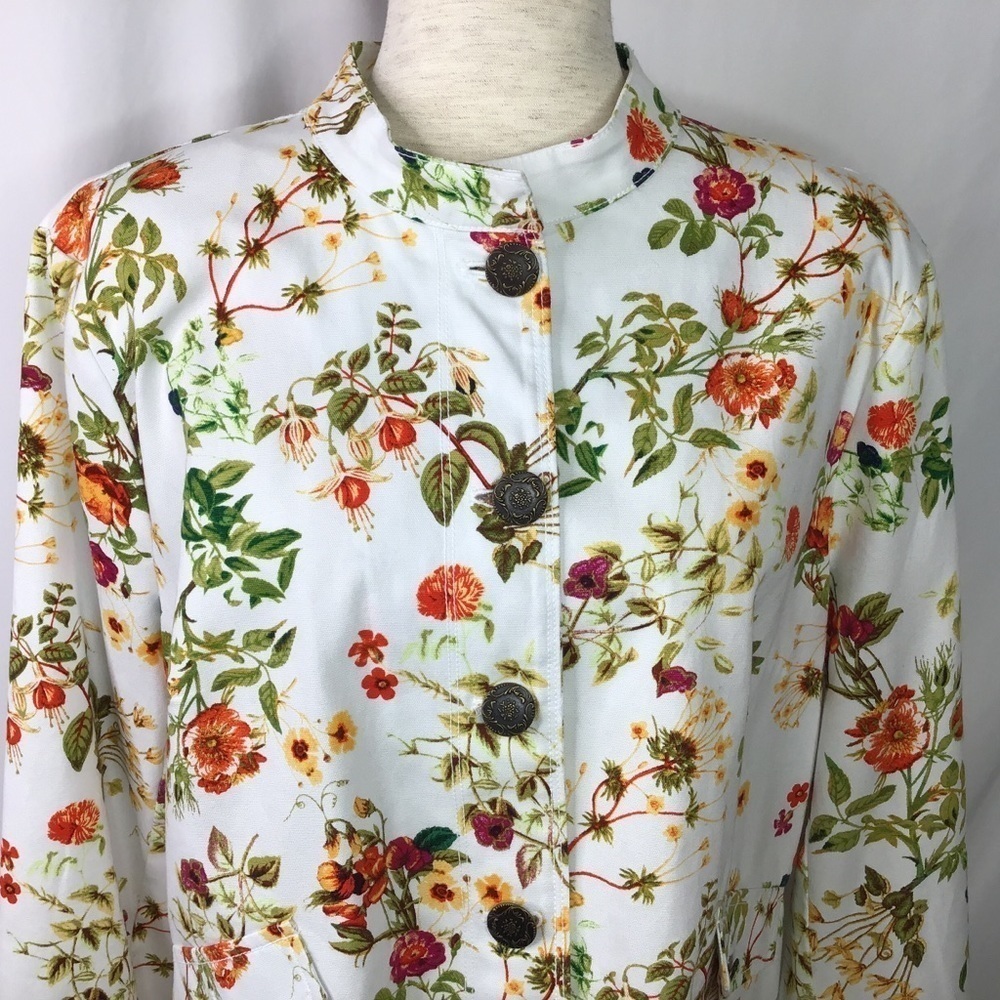DISNEY Jacket Size XL Alice Looking Glass Atwood Floral Designer White - Picture 5 of 15
